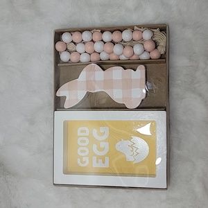 Tiered Tray Decor 3 Piece 2 ct Wood Signs 1 ct Wood Bead Garland Easter